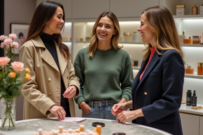 Trois femmes dans une boutique de beauté élégante