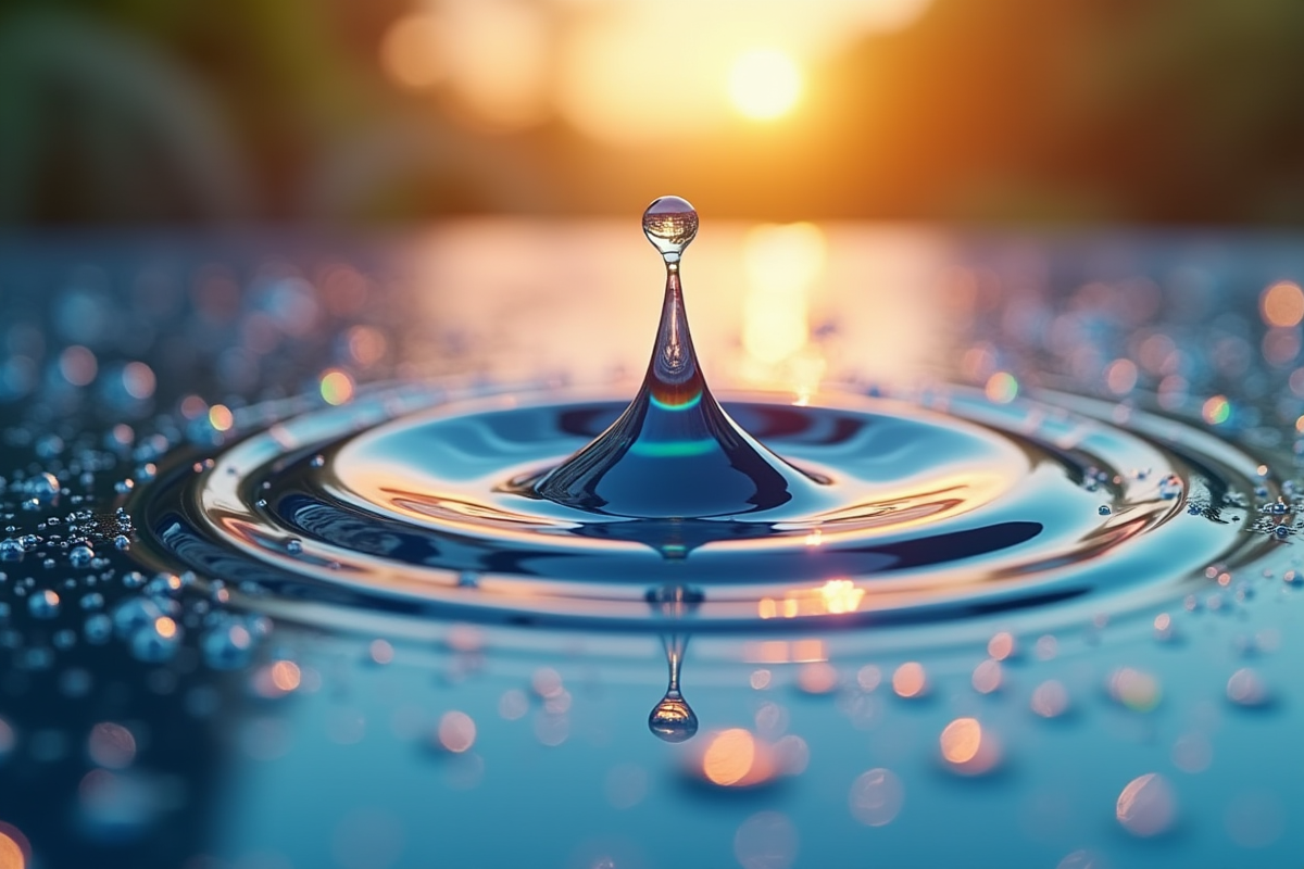 Goutte d huile sur l eau avec reflets arc en ciel