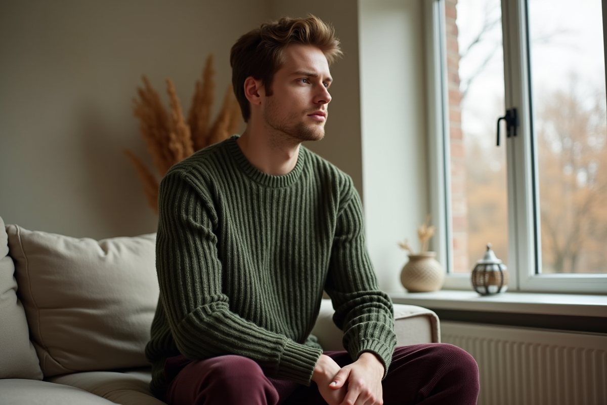 Homme pensif près d